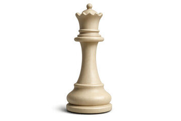 White queen chess piece standing on transparent background