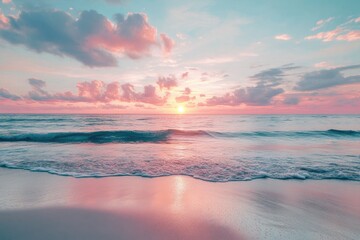 Fototapeta premium Pastel sunset over a tranquil beach (1)