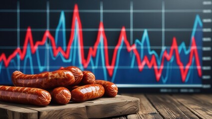 Analyzing sausage sales trends in business market data visualization food industry urban environment