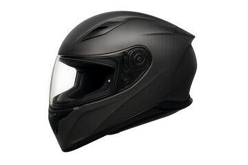 Fototapeta premium Black motorcycle helmet isolated on transparent background