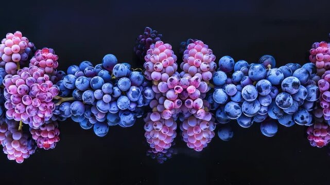 Colorful grapes bunch still life display
