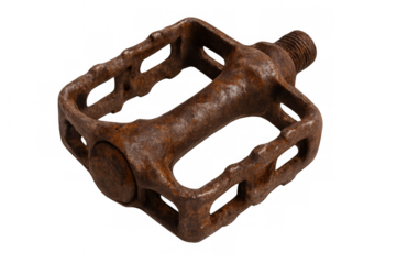 Rusty bicycle pedal isolated on transparent background
