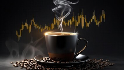 Coffee business insights analyzing market trends and data visualizations in a modern workspace