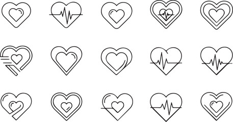 Heart line icon vector on a white background