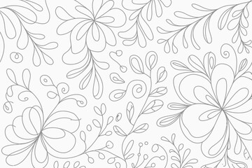 Fototapeta premium Delicate floral line art creates a seamless botanical pattern design.