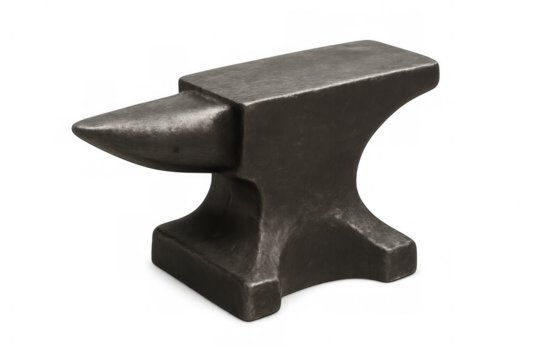 Heavy metal anvil standing on transparent background for crafting and blacksmithing
