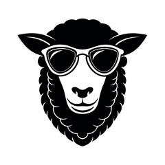 Cool Sheep Head Silhouette with Sunglass Art