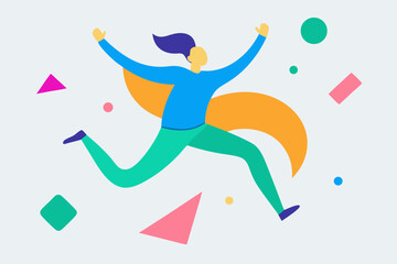 vector illustration of a happy man jumping
