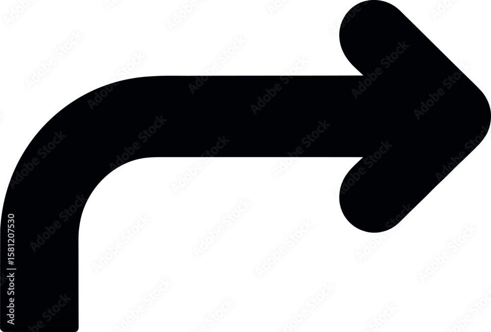 Poster black arrow curving right a simple directional indicator minimalist design navigation and wayfinding