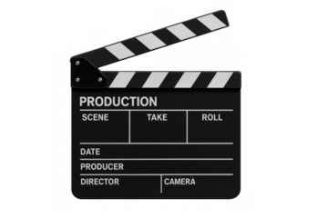 Movie clapperboard with transparent background for easy integration