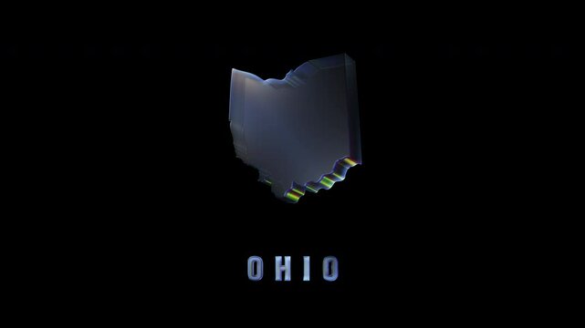 Holographic chrome silhouette of Ohio state on black
