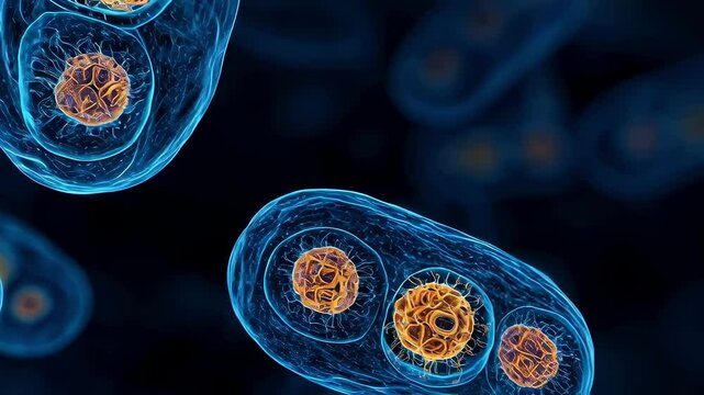Intricate timelapse footage of mitochondria focusing on their evolution and adaptations in energy production. This visual narrative emphasizes the organelles significance in cellular