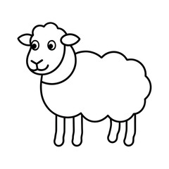 Funny Sheep Outline Vector Line Art Animal Design