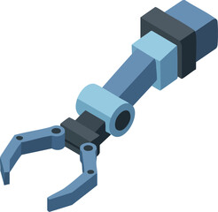 Robotic arm with mechanical claw gripping tool vector technology automation design engineering equipment