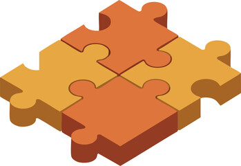 Fototapeta premium Puzzle pieces icon with orange and yellow colors for teamwork and problem solving concept vector illustration