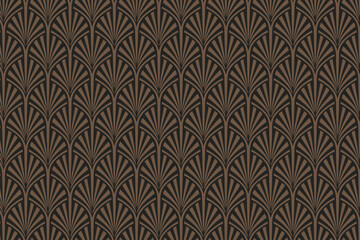 Art deco pattern with stylized trees in brown and black shades.