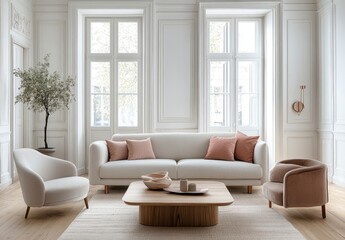 Light, airy living room with a neutral color palette