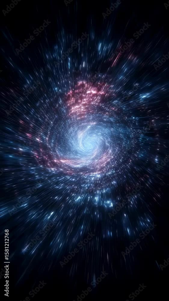 Poster energetic composition showcasing a highspeed tunnel portal surrounded by swirling matrix data. the i