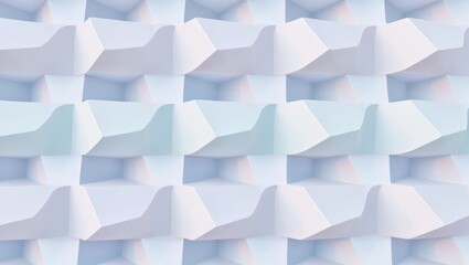 Fototapeta premium Abstract geometric white 3D pattern wall with repeating cube shapes and shadows, ideal for modern design backdrops, textures, and visual concepts. Generative AI