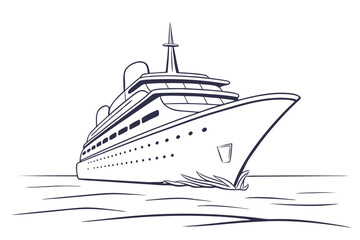 Fototapeta premium Luxury Cruise Ship on Ocean Vector Illustration for Nautical Adventure Design