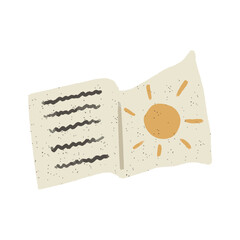 Notebook with notes. Hand-drawn illustration.