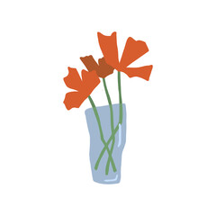 Red flowers in a vase.