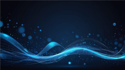 Abstract Blue Wave Background with Glowing Light and Flowing Motion