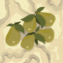 Watercolor still life of a pear. Hand-drawn illustration.