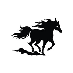 Obraz premium Ghost horse running swiftly through fog Halloween silhouette Vector illustration
