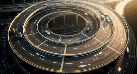 Elevated Highway Interchange Shows Modern Transportation Engineering Marvel
