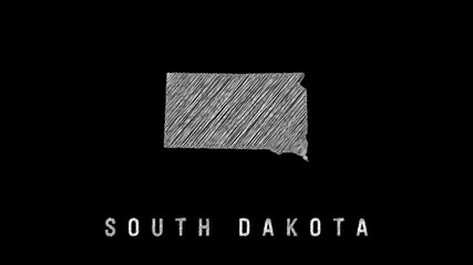 Sketch map of South Dakota with bold state name