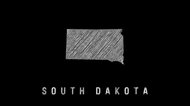 Sketch map of South Dakota with bold state name