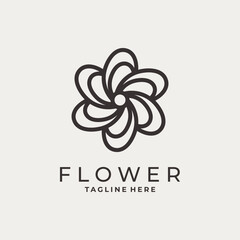 Elegant flower logo with petal lines