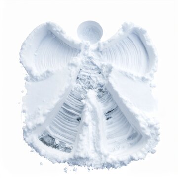 Snow Angel Imprint on White Snow Ground Winter Holiday Season Outdoors