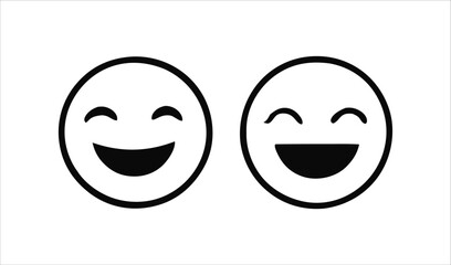Two simple black and white smiley face icons expressing happiness and joy