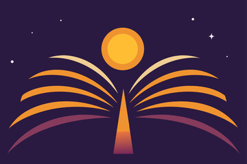 Celestial Knowledge Sunrise over Open Book, Abstract Illustration