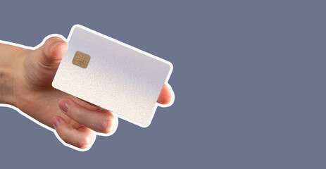 Finger holding chip card depicts secure payment systems, cashback rewards, and effective fund