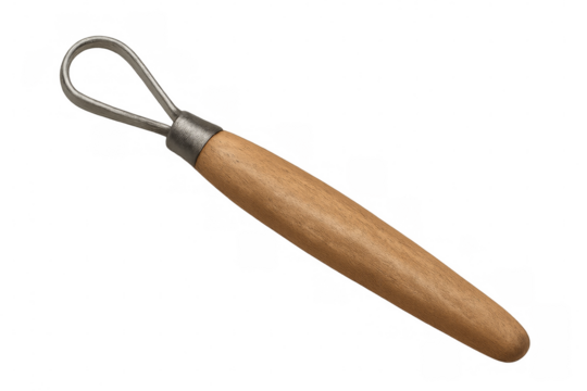 Wooden handle pottery ribbon clay sculpting tool on transparent background - Powered by Adobe