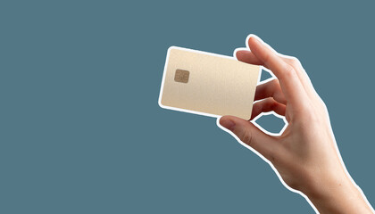 Hand holding chip enabled card conveys smooth payment process, income flow, and secure credit usage