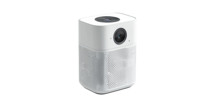 Compact Projector With Perforated Design. Modern Home Entertainment Technology Isolated On Transparent Background