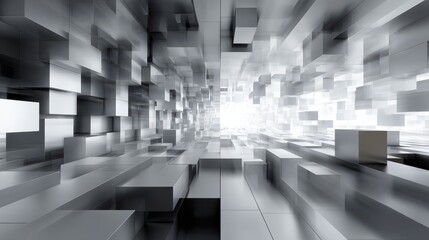 white and grey abstract rectangles perspective background. wallpaper, banner. generative AI