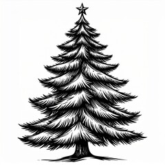 Obraz premium Monochrome Christmas Tree with Star on Top Holiday Season Celebration Art