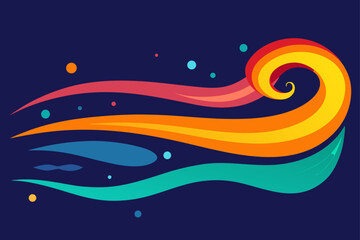 Abstract colorful vector background featuring swirling blue lines and floral elements