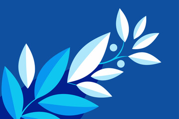 Abstract blue floral design featuring leaves and lotus flower pattern, embodying nature's beauty and the essence of spring
