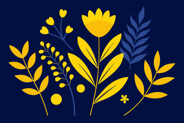 Golden laurel wreath vector illustration with a seamless floral pattern of leaves and branches