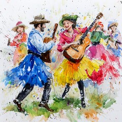 Fototapeta premium Vibrant dance celebration outdoor festival cultural event colorful atmosphere dynamic viewpoint joy and togetherness