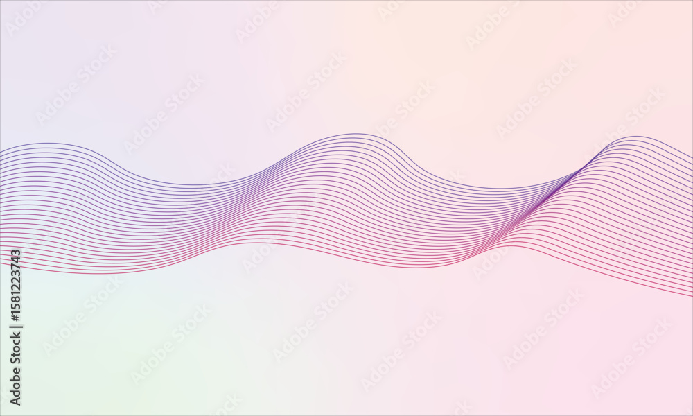 Poster abstract wavy pattern of dots and lines on a gradient background