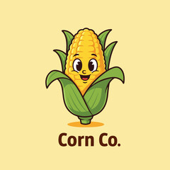 funny corn cartoon style vector illustration