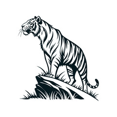 Obraz premium Striped tiger vector illustration on white background