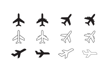 Plane icon set. Flight transport symbol. Airplane icon. Plane symbol. Air plane vector illustration. Vector EPS 10